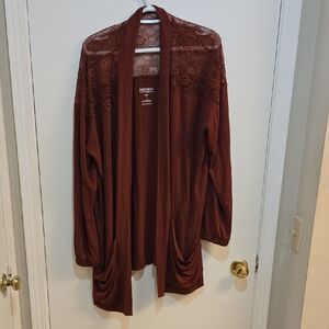 Torrid 1x Lace Trim Cardigan - Rust